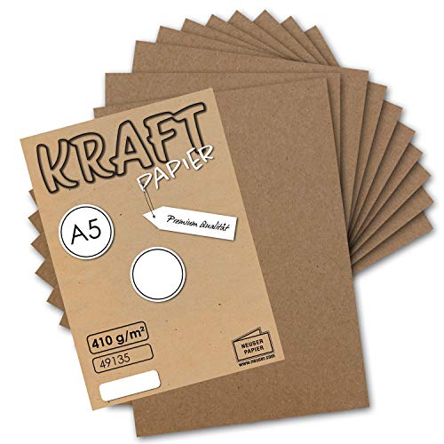 100x Vintage Kraftpapier DIN A5 410 g/m² natur-braunes Recycling-Papier Bastel-Karton Künstler-Karton Künstler-Pappe - UmWelt by GUSTAV NEUSER von NEUSER