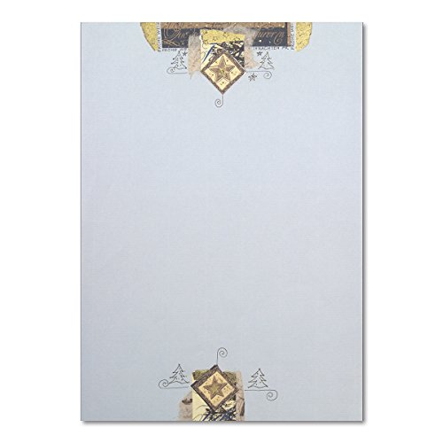 100x exklusives Weihnachtsbriefpapier DIN A4 - Gold-Metallic-Prägung auf geripptem Papier - 21 x 29,7 cm von NEUSER