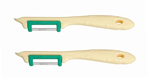 NEUSTANLO | Sparschäler im Spargel Look | farblich sortiert | 2er Pack | Edelstahl | für Links- und Rechtshänder | Made in Solingen | ideal auch als Spargelschäler von NEUSTANLO