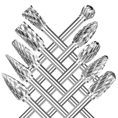 NEUTYPECHIC 10 Stück Hartmetall Frässtifte mit Doppelschnitt, Diamant Frässtifte mit 1/4" Schaft, Diamond Schleifstifte Diamant Fräser für DIY-Holzbearbeitung, Schnitzen, Metallpolieren und Bohren NEUTYPECHIC 10 Stück Hartmetall Frässtifte mit Doppelschnitt, Diamant Frässtifte mit 1/4" Schaft, Diamond Schleifstifte Diamant Fräser für DIY-Holzbearbeitung, Schnitzen, Metallpolieren und Bohren von NEUTYPECHIC