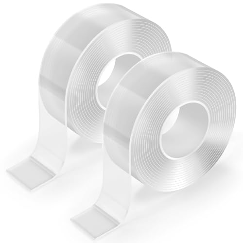 NEUTYPECHIC 6M 2 Rollen Doppelseitiges Klebeband Extra Stark, 3 Meter Transparent Nano Tape, Abnehmbar Spurlos Double Sided Tape,Abwaschbar Superklebend Doppelseitiges Klebeband Geeignet für Fotowände von NEUTYPECHIC