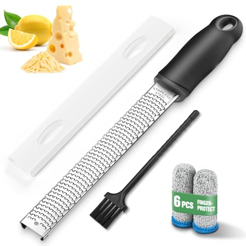 NEUTYPECHIC Premium Zester Reibe, Käsereibe Zitronenreibe Edelstahl, Parmesanreibe Spülmaschinenfest, Knoblauchreibe mit 6x Fingerschutz und Schutzhülle, Geeignet für Muskatnuss, Käse, Obst NEUTYPECHIC Premium Zester Reibe, Käsereibe Zitronenreibe Edelstahl, Parmesanreibe Spülmaschinenfest, Knoblauchreibe mit 6x Fingerschutz und Schutzhülle, Geeignet für Muskatnuss, Käse, Obst von NEUTYPECHIC