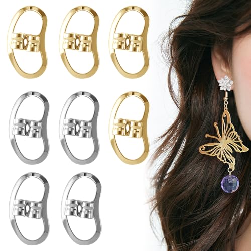 Ohrring-Verschlüsse für hängende Ohren, verstellbare und sichere Ohrring-Verschlüsse, Heber für schwere Ohrringe, 8 Stück (4 Gold & 4 Silber) Ohrstütze für Ohrringe (Gold und Silber) von NEW NOAM