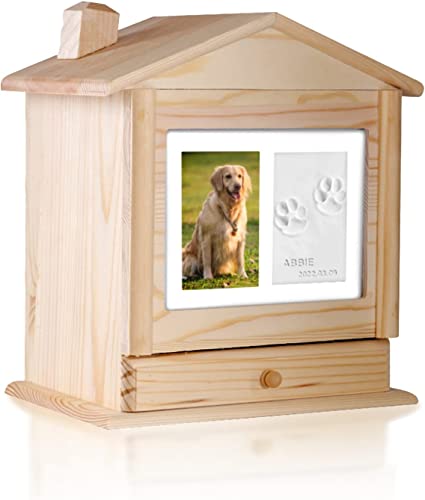 NEWDREAM Haustierurnen für Hunde Asche, DIY - Hundeurnen für Asche, Haustierurnen für Katzen, Holzhütte, Haustier-Gedenkschattenbox mit Bilderrahmen und Pfotenabdruck-Kit, personalisierte Holz-Urnen NEWDREAM Haustierurnen für Hunde Asche, DIY - Hundeurnen für Asche, Haustierurnen für Katzen, Holzhütte, Haustier-Gedenkschattenbox mit Bilderrahmen und Pfotenabdruck-Kit, personalisierte Holz-Urnen von NEWDREAM