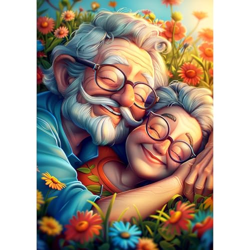 NEWENMO 5D Älteres Paar Diamond Painting Full Drill,Bunte Wildblumen Diamant Painting Bilder 30x40cm,Diamant Malerei Erwachsene Set,Niedlicher Cartoon Diamond-Painting Kit,für Zuhause Dekoration NEWENMO 5D Älteres Paar Diamond Painting Full Drill,Bunte Wildblumen Diamant Painting Bilder 30x40cm,Diamant Malerei Erwachsene Set,Niedlicher Cartoon Diamond-Painting Kit,für Zuhause Dekoration von NEWENMO