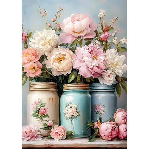 NEWENMO 5D Blumenarrangement Diamant Painting Erwachsene,Exquisite Blumen Diamond Painting Bilder,DIY Diamant Malerei Set für Erwachsene,für AnfäNger Hausgeschenk Familie Deko Geschenk-30x40cm von NEWENMO