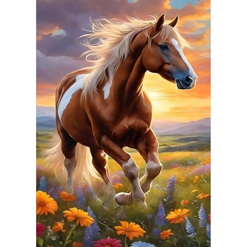 NEWENMO 5D Braunes Pferd Diamond Painting Full Drill,Bunte Wildblumen Diamant Painting Bilder,DIY Diamant Malerei Erwachsene Set,Diamond-Painting Kit für Anfänger Heimdekoration 30x40cm NEWENMO 5D Braunes Pferd Diamond Painting Full Drill,Bunte Wildblumen Diamant Painting Bilder,DIY Diamant Malerei Erwachsene Set,Diamond-Painting Kit für Anfänger Heimdekoration 30x40cm von NEWENMO