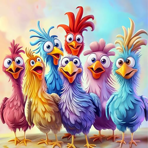 NEWENMO 5D Bunte Küken Diamond Painting Erwachsene,DIY Cartoon Tiere Diamant Painting Bilder,Lustige Diamant Malerei Set,Diamond Painting Kit Complete,für Anfänger Zuhause Dekoration-30x30cm von NEWENMO