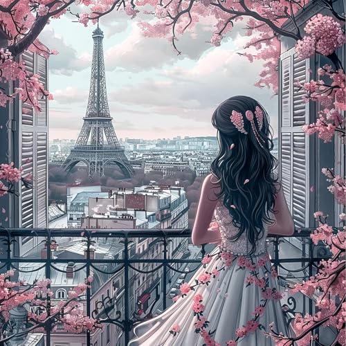 NEWENMO 5D Eiffel Tower Diamond Painting Bilder Erwachsene,Elegante Dame Diamant Painting Bastelset,Schöne Kirschblüte Diamant Malerei Kit,Diamond Painting Set,für Anfänger Hause Dekoration-30x30cm NEWENMO 5D Eiffel Tower Diamond Painting Bilder Erwachsene,Elegante Dame Diamant Painting Bastelset,Schöne Kirschblüte Diamant Malerei Kit,Diamond Painting Set,für Anfänger Hause Dekoration-30x30cm von NEWENMO