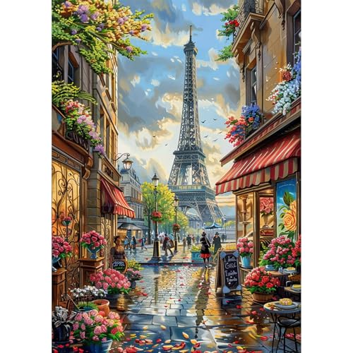 NEWENMO 5D Eiffel Tower Diamond Painting Full Drill,Paris Straßenansicht Diamant Painting Bilder,Bunte Blumen Diamant Malerei Erwachsene Set,Diamond-Painting Kit,für Zuhause Dekoration 30x40cm NEWENMO 5D Eiffel Tower Diamond Painting Full Drill,Paris Straßenansicht Diamant Painting Bilder,Bunte Blumen Diamant Malerei Erwachsene Set,Diamond-Painting Kit,für Zuhause Dekoration 30x40cm von NEWENMO