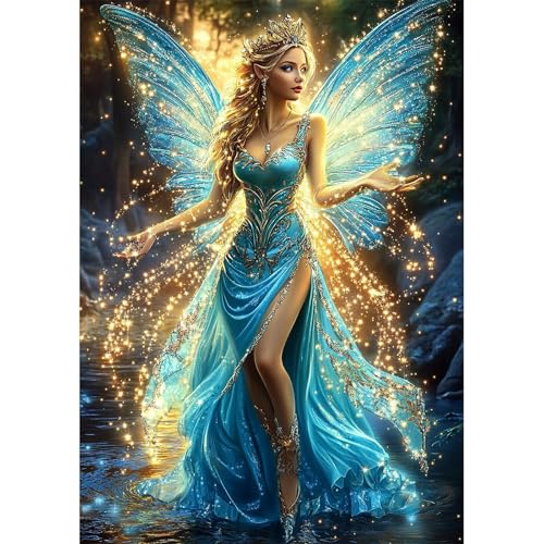 NEWENMO 5D Elegante Fee Diamond Painting Bilder,DIY Glühende Flügel Diamant Painting Bastelset Erwachsene,Traumhaft Diamant Malerei Kit Complete für Erwachsene,für Anfänger Home Geschenk-30x40cm von NEWENMO