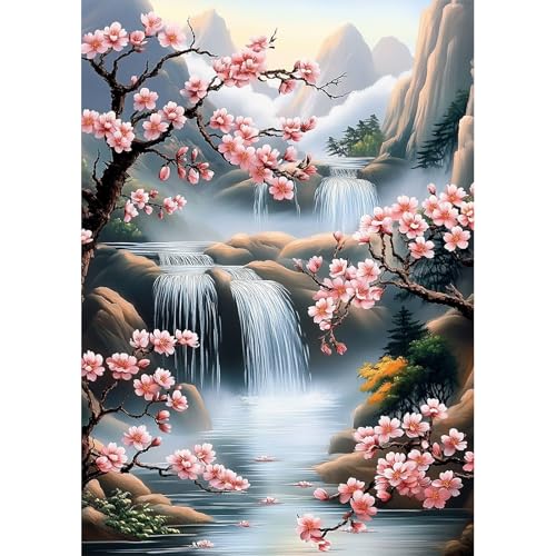 NEWENMO 5D Frühling Scenery Diamond Painting Full Drill,Rosa Pfirsichblüten Diamant Painting Bilder Erwachsene 30x40cm,Wasserfall Diamant Malerei Kit Complete,für Schlafzimmer House Wall Dekoration NEWENMO 5D Frühling Scenery Diamond Painting Full Drill,Rosa Pfirsichblüten Diamant Painting Bilder Erwachsene 30x40cm,Wasserfall Diamant Malerei Kit Complete,für Schlafzimmer House Wall Dekoration von NEWENMO