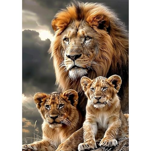 NEWENMO 5D Majestätischer Löwenfamilie Diamond Painting Full Drill,Wild Tiere Diamant Painting Bilder 30x40cm,Diamant Malerei Erwachsene Set,Diamond-Painting Kit,für Schlafzimmer Wohndekoration NEWENMO 5D Majestätischer Löwenfamilie Diamond Painting Full Drill,Wild Tiere Diamant Painting Bilder 30x40cm,Diamant Malerei Erwachsene Set,Diamond-Painting Kit,für Schlafzimmer Wohndekoration von NEWENMO