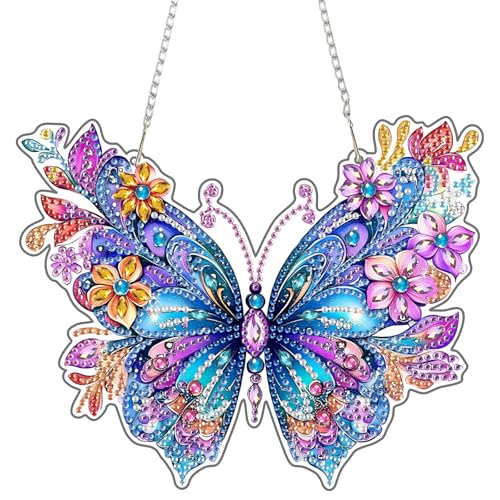 NEWENMO 5D Schmetterling Diamond Painting Anhänger Set,DIY Diamond Painting Fensterbilder Anhänger,Blumen Diamant Crystal Art Kits mit Kette,für Fenster,Wände,Türöffnungen und Gartendekoration NEWENMO 5D Schmetterling Diamond Painting Anhänger Set,DIY Diamond Painting Fensterbilder Anhänger,Blumen Diamant Crystal Art Kits mit Kette,für Fenster,Wände,Türöffnungen und Gartendekoration von NEWENMO