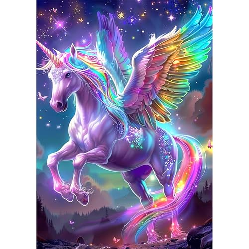NEWENMO 5D Schönes Pferd Diamond Painting Full Drill,Regenbogen-Flügel Diamant Painting Bilder 30x40cm,Tiere Diamant Malerei Erwachsene Set,Diamond-Painting Kit,für Schlafzimmer Wohndekoration NEWENMO 5D Schönes Pferd Diamond Painting Full Drill,Regenbogen-Flügel Diamant Painting Bilder 30x40cm,Tiere Diamant Malerei Erwachsene Set,Diamond-Painting Kit,für Schlafzimmer Wohndekoration von NEWENMO