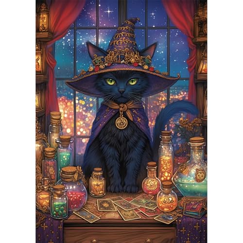 NEWENMO 5D Schwarze Katze Halloween Diamond Painting Full Drill,Magische Drogen Diamant Painting Bilder,DIY Halloween Diamant Malerei Erwachsene Set,Diamond-Painting Kit für Heimdekoration 30x40cm NEWENMO 5D Schwarze Katze Halloween Diamond Painting Full Drill,Magische Drogen Diamant Painting Bilder,DIY Halloween Diamant Malerei Erwachsene Set,Diamond-Painting Kit für Heimdekoration 30x40cm von NEWENMO