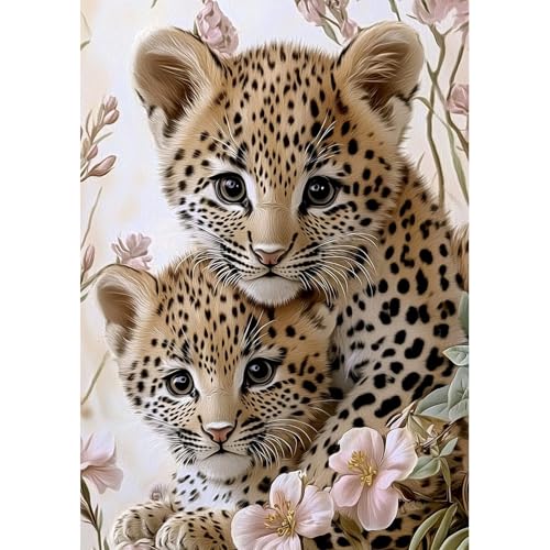 NEWENMO 5D Süße Leopard Diamond Painting Full Drill,Animal Diamant Painting Bilder Erwachsene 30x40cm,Diamant Malerei Erwachsene Set,Diamond-Painting Set,für Schlafzimmer,House Wall,Büro Dekoration von NEWENMO