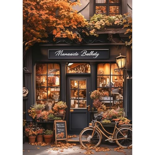NEWENMO 5D Vintage Cafe Diamond Painting Full Drill,Blumen und Herbstblätter Diamant Painting Bilder,Fahrrad Diamant Malerei Erwachsene Set,Diamond-Painting Kit für Anfänger Heimdekoration 30x40cm NEWENMO 5D Vintage Cafe Diamond Painting Full Drill,Blumen und Herbstblätter Diamant Painting Bilder,Fahrrad Diamant Malerei Erwachsene Set,Diamond-Painting Kit für Anfänger Heimdekoration 30x40cm von NEWENMO