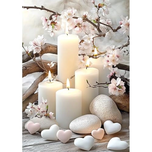 NEWENMO 5D Weiße Kerze Diamant Painting Bilder,Kirschblüte Diamond Painting Set,DIY Liebesstein Diamant Malerei Erwachsene,Aesthetic für Wanddekorationen,Home Dekor Geschenke,30x40cm NEWENMO 5D Weiße Kerze Diamant Painting Bilder,Kirschblüte Diamond Painting Set,DIY Liebesstein Diamant Malerei Erwachsene,Aesthetic für Wanddekorationen,Home Dekor Geschenke,30x40cm von NEWENMO