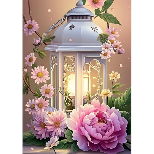 NEWENMO 5D Weiße Laterne Diamond Painting Full Drill,DIY Rosa Blume Diamant Painting Bilder Erwachsene 30x40cm,Schön Diamant Malerei Erwachsene Kit Complete,für Schlafzimmer,House,Büro Dekoration NEWENMO 5D Weiße Laterne Diamond Painting Full Drill,DIY Rosa Blume Diamant Painting Bilder Erwachsene 30x40cm,Schön Diamant Malerei Erwachsene Kit Complete,für Schlafzimmer,House,Büro Dekoration von NEWENMO