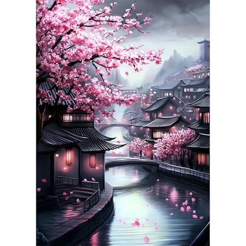 NEWENMO Chinesische Architektur Diamond Painting Full Drill,5D Kirschblüte Diamant Painting Bilder 30x40cm,Diamant Malerei Erwachsene Set,DIY Diamond-Painting Kit,für Schlafzimmer Wohndekoration NEWENMO Chinesische Architektur Diamond Painting Full Drill,5D Kirschblüte Diamant Painting Bilder 30x40cm,Diamant Malerei Erwachsene Set,DIY Diamond-Painting Kit,für Schlafzimmer Wohndekoration von NEWENMO