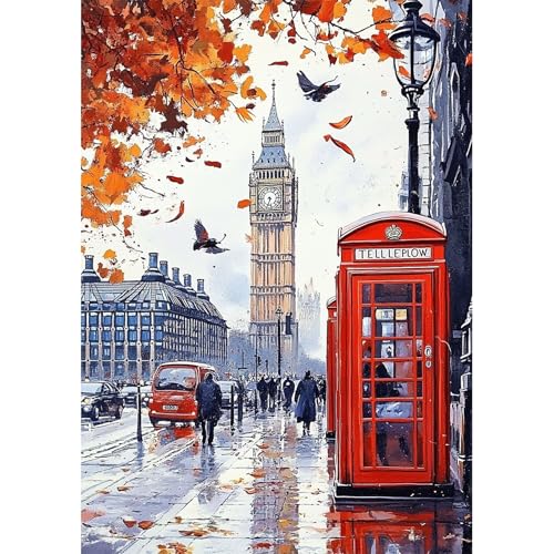 NEWENMO DIY Big Ben Diamond Painting Erwachsene,Rote Telefonzelle Diamant Painting Bilder,5D Herbstblätter Diamant Malerei,Diamond-Painting Set,Aesthetic für Wanddekoration,Home Geschenke,30x40cm NEWENMO DIY Big Ben Diamond Painting Erwachsene,Rote Telefonzelle Diamant Painting Bilder,5D Herbstblätter Diamant Malerei,Diamond-Painting Set,Aesthetic für Wanddekoration,Home Geschenke,30x40cm von NEWENMO