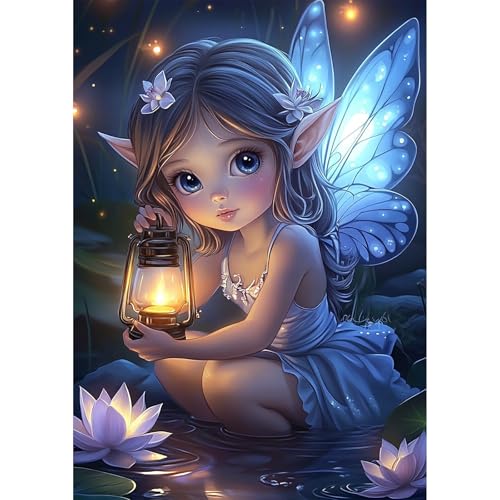NEWENMO DIY Cute Elfe Diamond Painting Bilder Erwachsene,5D Öllampe Diamant Painting Bastelset,Lotus und Seerosen Diamant Malerei Kit,Diamond Painting Set,für Anfänger Zuhause Dekoration-30x40cm NEWENMO DIY Cute Elfe Diamond Painting Bilder Erwachsene,5D Öllampe Diamant Painting Bastelset,Lotus und Seerosen Diamant Malerei Kit,Diamond Painting Set,für Anfänger Zuhause Dekoration-30x40cm von NEWENMO