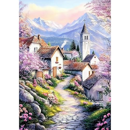 NEWENMO DIY Malerisches Dorf Diamond Painting Erwachsene,Blühende Blumen Diamant Painting Bilder,Schöne Landschaft Diamant Malerei Kit Complete,5D Diamond-Painting Set,für Hause Dekoration 30x40cm NEWENMO DIY Malerisches Dorf Diamond Painting Erwachsene,Blühende Blumen Diamant Painting Bilder,Schöne Landschaft Diamant Malerei Kit Complete,5D Diamond-Painting Set,für Hause Dekoration 30x40cm von NEWENMO
