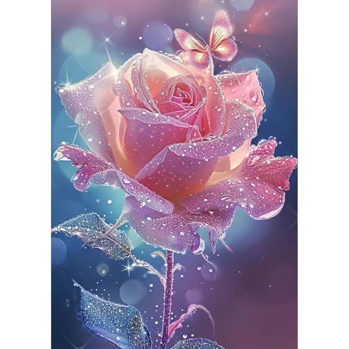 NEWENMO DIY Rosa Rosen Diamond Painting Set Erwachsene,Schöner Schmetterling Diamant Painting Bilder,5D Diamant Malerei Kit,Diamond-Painting Full Set,für Hause Dekoration Home Geschenke,30x40cm NEWENMO DIY Rosa Rosen Diamond Painting Set Erwachsene,Schöner Schmetterling Diamant Painting Bilder,5D Diamant Malerei Kit,Diamond-Painting Full Set,für Hause Dekoration Home Geschenke,30x40cm von NEWENMO