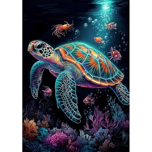 NEWENMO DIY Süße Schildkröte Diamant Painting Bilder,Cartoon Animals Diamond Painting Set Erwachsene,5D Diamant Malerei Erwachsene,Aesthetic für Wanddekorationen,Home Wand Dekor Geschenke,30x40cm von NEWENMO
