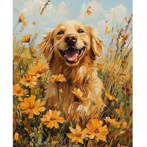 NEWENMO DIY Süßer Hund Malen Nach Zahlen Erwachsene,Blume Paint by Numbers Adult,Malen Nach Zahlen Kits,DIY Handgemalt Ölgemälde Set mit Pinseln und Acrylfarben,für Home Decor,Ohne Rahmen 40x50cm NEWENMO DIY Süßer Hund Malen Nach Zahlen Erwachsene,Blume Paint by Numbers Adult,Malen Nach Zahlen Kits,DIY Handgemalt Ölgemälde Set mit Pinseln und Acrylfarben,für Home Decor,Ohne Rahmen 40x50cm von NEWENMO
