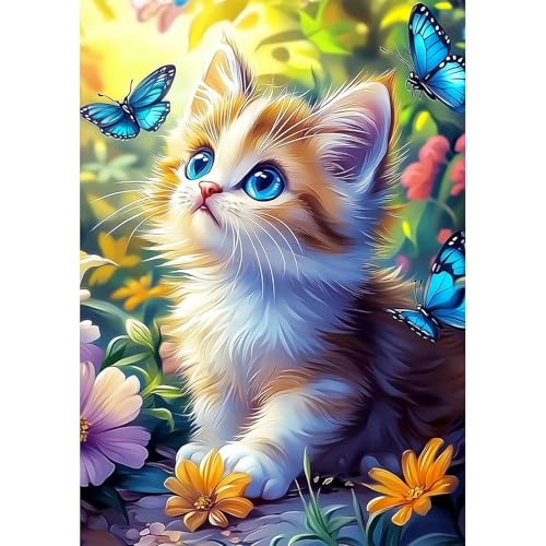 NEWENMO DIY Süßes Kätzchen Diamond Painting Bilder,5D Schmetterlinge und Blumen Diamant Painting Bastelset Erwachsene,Cartoon Animal Diamant Malerei Kit Complete,für Anfänger Home Geschenk-30x40cm NEWENMO DIY Süßes Kätzchen Diamond Painting Bilder,5D Schmetterlinge und Blumen Diamant Painting Bastelset Erwachsene,Cartoon Animal Diamant Malerei Kit Complete,für Anfänger Home Geschenk-30x40cm von NEWENMO