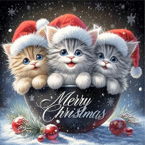 NEWENMO Drei Niedliche Katzen Diamond Painting Full Drill,5D Weihnachtslandschaft Diamant Painting Bilder 30x30cm,DIY Weihnachten Diamant Malerei Erwachsene Set,für Weihnachten Zuhause Dekoration NEWENMO Drei Niedliche Katzen Diamond Painting Full Drill,5D Weihnachtslandschaft Diamant Painting Bilder 30x30cm,DIY Weihnachten Diamant Malerei Erwachsene Set,für Weihnachten Zuhause Dekoration von NEWENMO