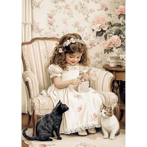 NEWENMO Elegante Engel Diamond Painting Erwachsene,DIY Niedliche Katzen Diamant Painting Bilder,Hübsche Blumen Diamant Malerei Kit Complete,5D Diamond-Painting Set,für Hause Dekoration 30x40cm NEWENMO Elegante Engel Diamond Painting Erwachsene,DIY Niedliche Katzen Diamant Painting Bilder,Hübsche Blumen Diamant Malerei Kit Complete,5D Diamond-Painting Set,für Hause Dekoration 30x40cm von NEWENMO