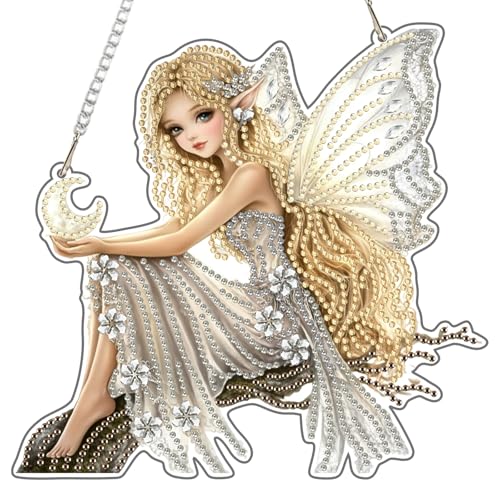 NEWENMO Fee Diamond Painting Anhänger,Silberne Flügel Diamant Painting Fensterbilder,Vollbohrer Strass Diamant Malerei,Sonderform Hängende Ornament Bastelset,für Fenster Wand und Eingang Dekoration NEWENMO Fee Diamond Painting Anhänger,Silberne Flügel Diamant Painting Fensterbilder,Vollbohrer Strass Diamant Malerei,Sonderform Hängende Ornament Bastelset,für Fenster Wand und Eingang Dekoration von NEWENMO
