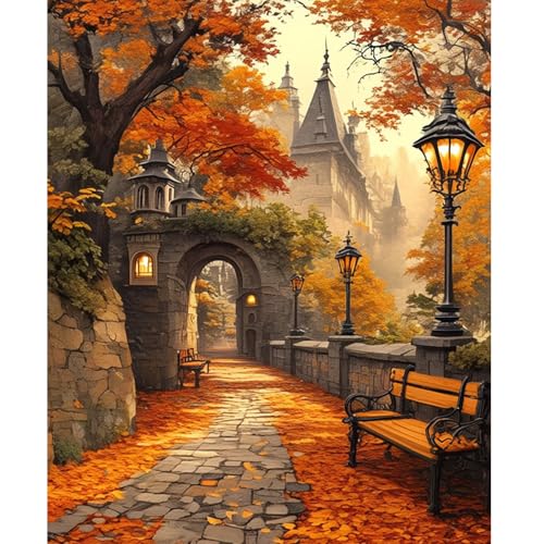 NEWENMO Herbstblatt Landschaft Malen Nach Zahlen Erwachsene,Altes Schloss Paint by Numbers,DIY Handgemalt Ölgemälde Kit,Malen Nach Zahlen Kits mit Pinseln und Acrylfarbe,für Heimdekoration 40x50cm NEWENMO Herbstblatt Landschaft Malen Nach Zahlen Erwachsene,Altes Schloss Paint by Numbers,DIY Handgemalt Ölgemälde Kit,Malen Nach Zahlen Kits mit Pinseln und Acrylfarbe,für Heimdekoration 40x50cm von NEWENMO