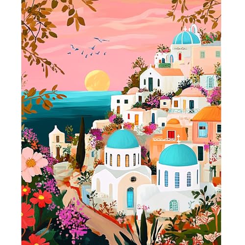 NEWENMO Landschaft der Griechischen Insel Malen Nach Zahlen Kit,Schöne Blumen Paint by Numbers Adult,Malen Nach Zahlen Erwachsene Set,Einfaches DIY Handgemalt Ölgemälde,für Home Dekoration 40x50cm NEWENMO Landschaft der Griechischen Insel Malen Nach Zahlen Kit,Schöne Blumen Paint by Numbers Adult,Malen Nach Zahlen Erwachsene Set,Einfaches DIY Handgemalt Ölgemälde,für Home Dekoration 40x50cm von NEWENMO
