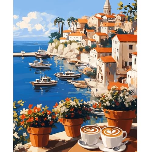 NEWENMO Malerische Küstendörfer Malen Nach Zahlen Erwachsene,Boote und Blumentopf Paint by Numbers,DIY Handgemalt Ölgemälde,Malen Nach Zahlen Kits mit Pinseln und Acrylfarbe,für Home Dekor 40x50cm NEWENMO Malerische Küstendörfer Malen Nach Zahlen Erwachsene,Boote und Blumentopf Paint by Numbers,DIY Handgemalt Ölgemälde,Malen Nach Zahlen Kits mit Pinseln und Acrylfarbe,für Home Dekor 40x50cm von NEWENMO