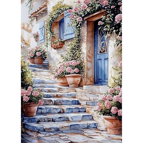 NEWENMO Malerische Ländliche Straßen Diamond Painting Erwachsene,DIY Schöne Rosa Blumen Diamant Painting Bilder,Diamant Malerei Kit Complete,5D Diamond-Painting Set,für Hause Dekoration 30x40cm NEWENMO Malerische Ländliche Straßen Diamond Painting Erwachsene,DIY Schöne Rosa Blumen Diamant Painting Bilder,Diamant Malerei Kit Complete,5D Diamond-Painting Set,für Hause Dekoration 30x40cm von NEWENMO