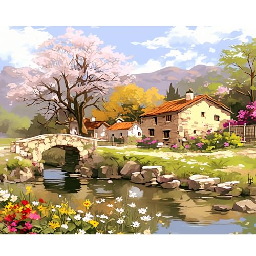 NEWENMO Malerische Ländliche Szenerie Malen Nach Zahlen Erwachsene,Kirschblüten Paint by Numbers,DIY Handgemalt Ölgemälde,Malen Nach Zahlen Kits mit Pinseln und Acrylfarbe,für Home Dekor 40x50cm NEWENMO Malerische Ländliche Szenerie Malen Nach Zahlen Erwachsene,Kirschblüten Paint by Numbers,DIY Handgemalt Ölgemälde,Malen Nach Zahlen Kits mit Pinseln und Acrylfarbe,für Home Dekor 40x50cm von NEWENMO