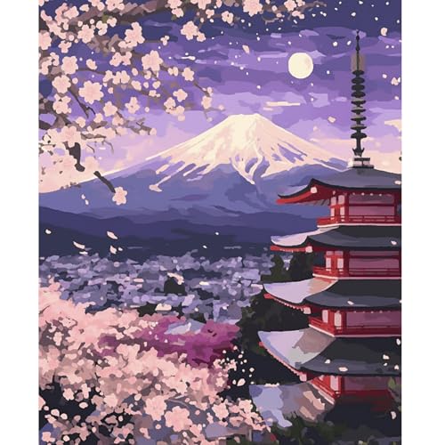NEWENMO Mount Fuji und Tempel Malen Nach Zahlen Erwachsene Set,Kirschblüten Paint by Numbers Adult,Malen Nach Zahlen Kit,Einfaches DIY Handgemalt Ölgemälde,für Anfänger Home Dekoration 40x50cm NEWENMO Mount Fuji und Tempel Malen Nach Zahlen Erwachsene Set,Kirschblüten Paint by Numbers Adult,Malen Nach Zahlen Kit,Einfaches DIY Handgemalt Ölgemälde,für Anfänger Home Dekoration 40x50cm von NEWENMO