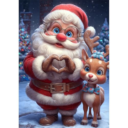 NEWENMO Niedliche Weihnachtsmann Diamond Painting Full Drill,5D Rentier Diamant Painting Bilder,DIY Weihnachten Diamant Malerei Erwachsene Set,für Weihnachten Zuhause Dekoration 30x40cm NEWENMO Niedliche Weihnachtsmann Diamond Painting Full Drill,5D Rentier Diamant Painting Bilder,DIY Weihnachten Diamant Malerei Erwachsene Set,für Weihnachten Zuhause Dekoration 30x40cm von NEWENMO
