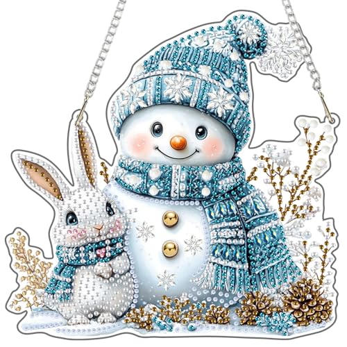 NEWENMO Schneemann Diamond Painting Anhänger,5D Süßer Hase Diamond Painting Fensterbilder,Sonderform Diamant Art Bilder Kristall Malerei Anhänger,Acryl Strass Malerei Anfänger,für Fenster Wand Decor NEWENMO Schneemann Diamond Painting Anhänger,5D Süßer Hase Diamond Painting Fensterbilder,Sonderform Diamant Art Bilder Kristall Malerei Anhänger,Acryl Strass Malerei Anfänger,für Fenster Wand Decor von NEWENMO