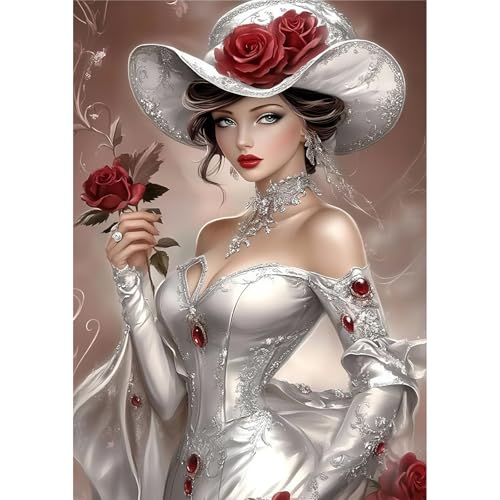 NEWENMO Schöne Frau Diamond Painting Erwachsene,DIY Hübsche Rosen Diamant Painting Bilder,Elegante Diamant Malerei Kit Complete,5D Diamond-Painting Set,für Anfänger Hause Dekoration 30x40cm NEWENMO Schöne Frau Diamond Painting Erwachsene,DIY Hübsche Rosen Diamant Painting Bilder,Elegante Diamant Malerei Kit Complete,5D Diamond-Painting Set,für Anfänger Hause Dekoration 30x40cm von NEWENMO