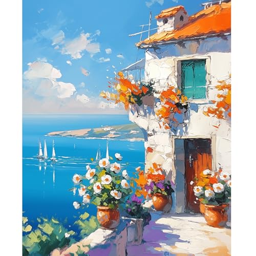 NEWENMO Schöner Meerblick Malen Nach Zahlen Erwachsene Set,Schönes Haus und Blumen Paint by Numbers,Malen Nach Zahlen Kit,Einfaches DIY Handgemalt Ölgemälde,für Anfänger Home Dekoration 40x50cm NEWENMO Schöner Meerblick Malen Nach Zahlen Erwachsene Set,Schönes Haus und Blumen Paint by Numbers,Malen Nach Zahlen Kit,Einfaches DIY Handgemalt Ölgemälde,für Anfänger Home Dekoration 40x50cm von NEWENMO
