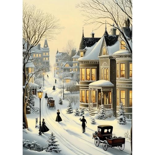 NEWENMO Schönes Herrenhaus Diamond Painting Full Drill,5D Straßenszene im Schnee Diamant Painting Bilder,DIY Fußgänger Diamant Malerei Erwachsene Set,für Anfänger Zuhause Dekoration 30x40cm NEWENMO Schönes Herrenhaus Diamond Painting Full Drill,5D Straßenszene im Schnee Diamant Painting Bilder,DIY Fußgänger Diamant Malerei Erwachsene Set,für Anfänger Zuhause Dekoration 30x40cm von NEWENMO