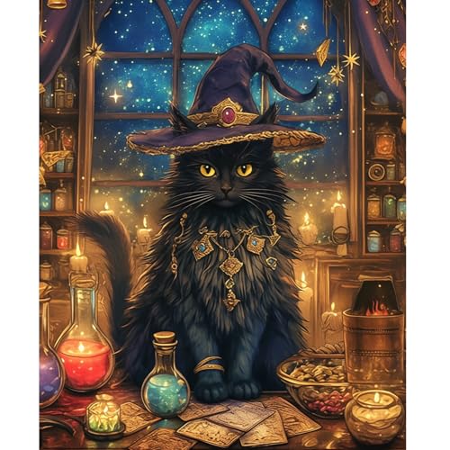 NEWENMO Schwarze Katze Halloween Malen Nach Zahlen Erwachsene,Zaubertrank Paint by Numbers,DIY Handgemalt Ölgemälde,Malen Nach Zahlen Kits mit Pinseln und Acrylfarbe,für Halloween Home Dekor 40x50cm NEWENMO Schwarze Katze Halloween Malen Nach Zahlen Erwachsene,Zaubertrank Paint by Numbers,DIY Handgemalt Ölgemälde,Malen Nach Zahlen Kits mit Pinseln und Acrylfarbe,für Halloween Home Dekor 40x50cm von NEWENMO