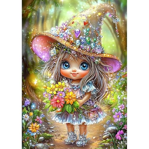 NEWENMO Süße Elfe Diamond Painting Bilder,5D Blume Diamant Painting Bastelset Erwachsene,DIY Cartoon Diamant Malerei Set für Erwachsene,für AnfäNger Hausgeschenk Familie Deko Geschenk-30x40cm von NEWENMO