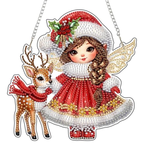 NEWENMO Weihnachtsfee Diamond Painting Anhänger,Hirsche Diamant Painting Fensterbilder,Vollbohrer Strass Diamant Malerei,Sonderform Hängende Ornament Bastelset,für Fenster Wand und Eingang Dekoration NEWENMO Weihnachtsfee Diamond Painting Anhänger,Hirsche Diamant Painting Fensterbilder,Vollbohrer Strass Diamant Malerei,Sonderform Hängende Ornament Bastelset,für Fenster Wand und Eingang Dekoration von NEWENMO