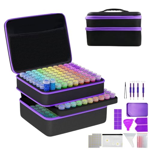 NEWFUN Diamond Painting Koffer, Diamond Painting Aufbewahrungsbox, 240 Stück Diamant Painting Zubehör Boxen mit Koffer Trichter von NEWFUN